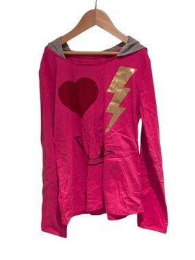 DREAMSTAR pink & grey graphic print lightweight hoodie - size L(14)
